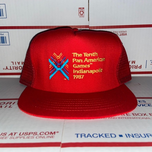 Lot 2 the Tenth 10th PAN American Games Indianapolis 1987 trucker hat Snapback ! - Picture 2 of 6